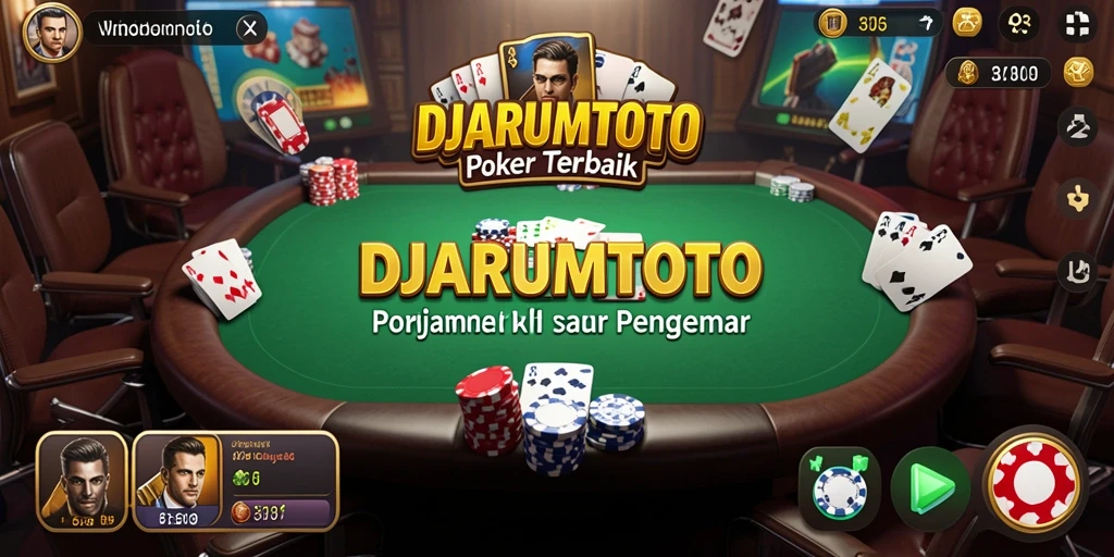 Tampilan antarmuka gameplay <strong>DJARUMTOTO</strong> menunjukkan keseruan permainan poker.
