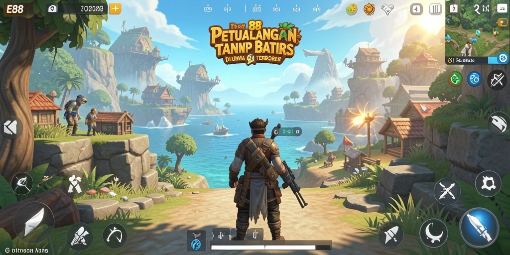 Tampilan gameplay E88 di dunia terbuka yang luas dan menakjubkan.