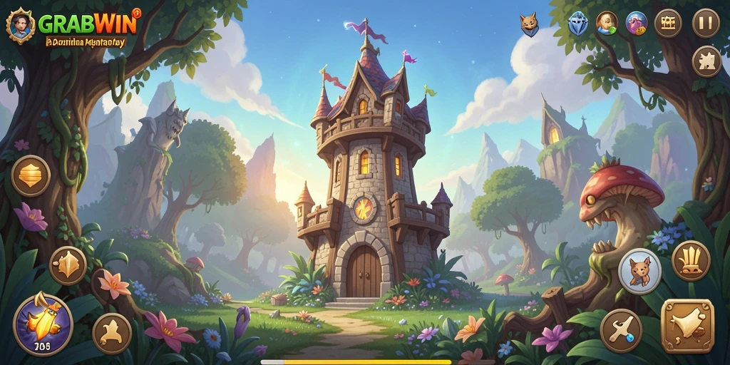 Tampilan gameplay seru GRABWIN dalam mode Tower Defense.