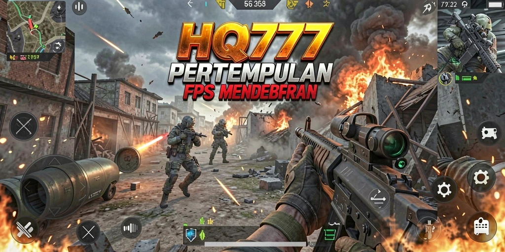 Screenshot menampilkan aksi tembak-menembak intens dari HQ777.