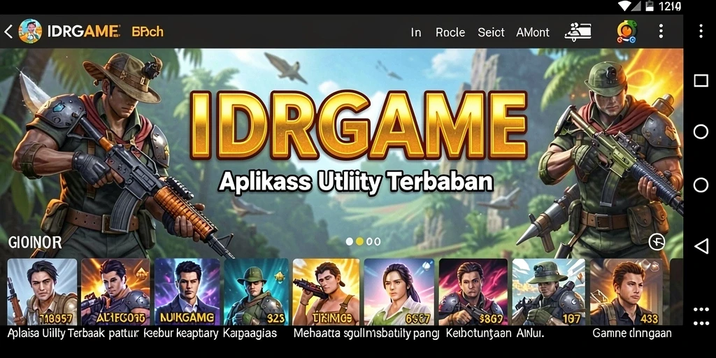 Tampilan antarmuka aplikasi IDRGAME yang user-friendly.