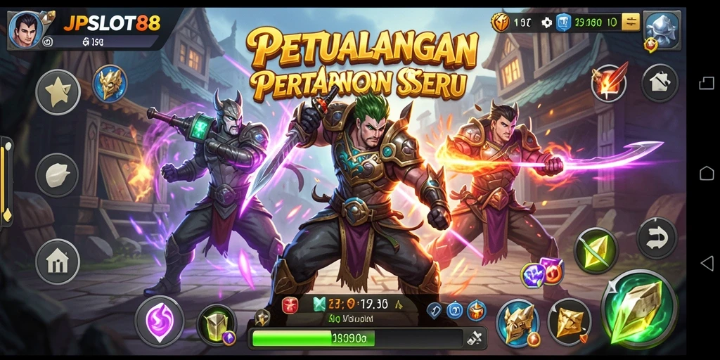 Screenshot JPSLOT88 menampilkan aksi pertarungan seru dan karakter yang dinamis.