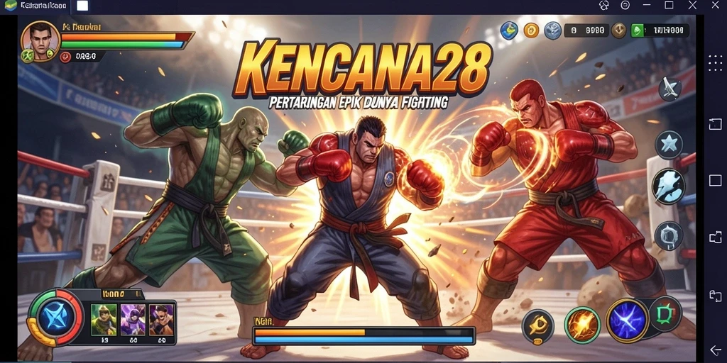 Screenshot KENCANA28 menampilkan aksi pertarungan seru dan karakter dinamis.