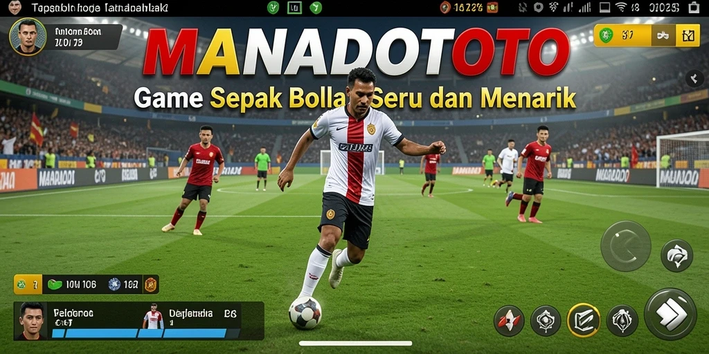 Tampilan gameplay menarik dari MANADOTOTO dengan aksi sepak bola yang mendebarkan.