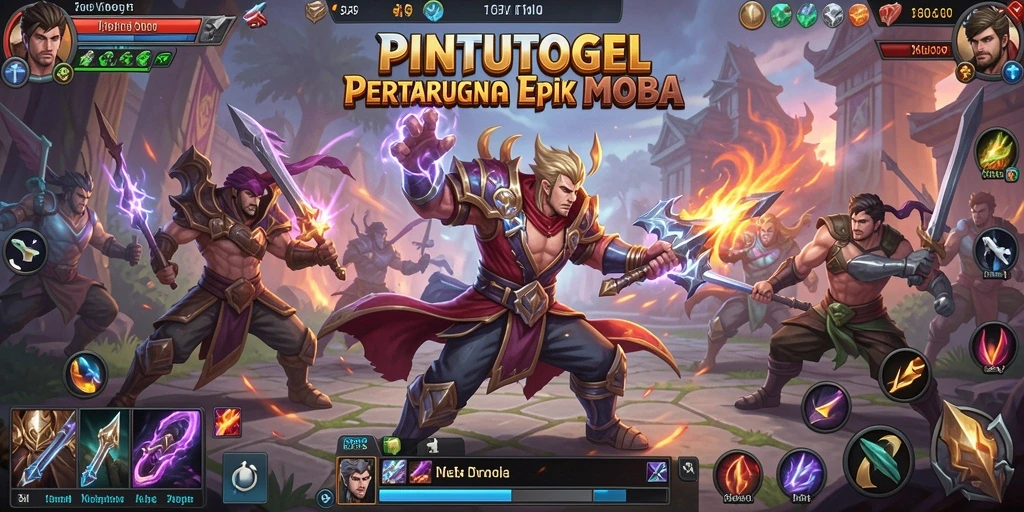 Screenshot gameplay PINTUTOGEL menampilkan aksi seru dalam pertarungan tim.