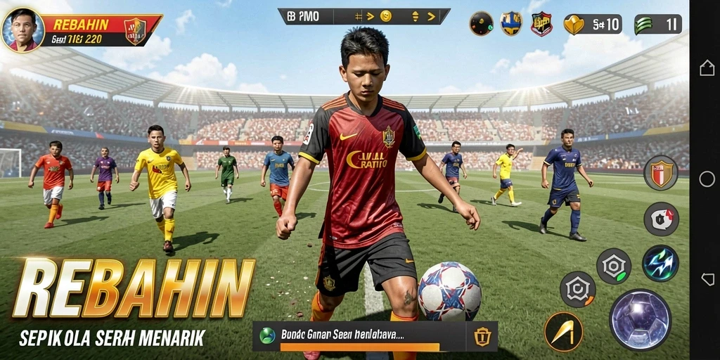 Gameplay seru dalam pertandingan sepak bola yang dinamis.