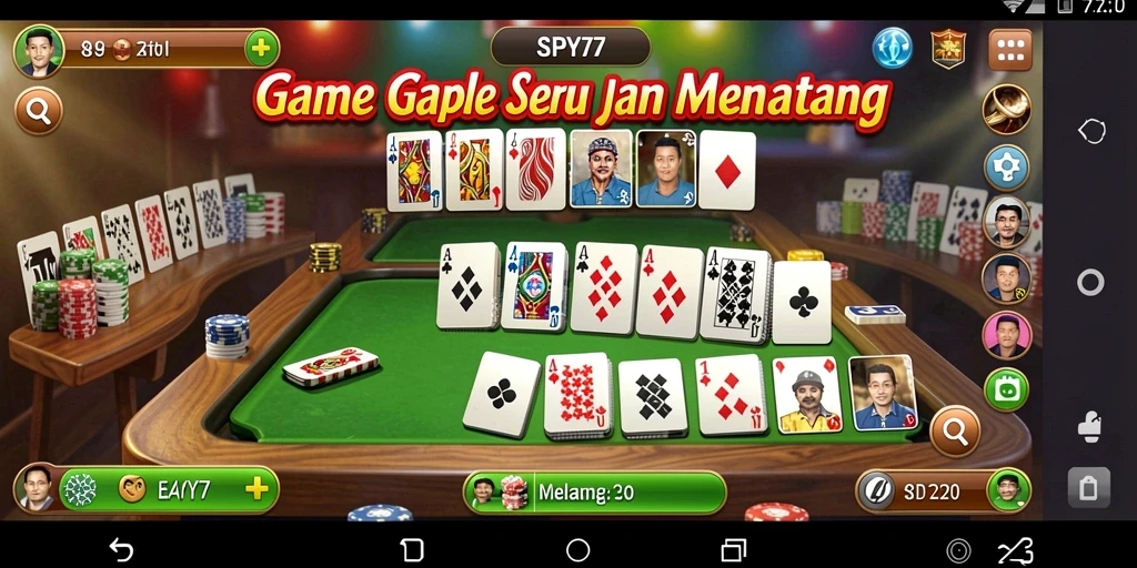 Screenshot gameplay SPY77 yang menampilkan aksi seru Gaple.