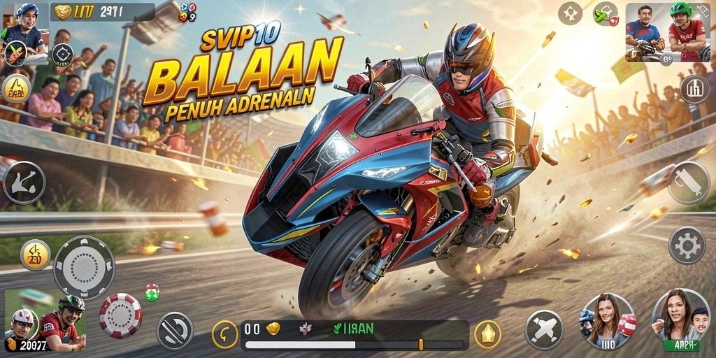 Tampilan gameplay balapan yang mendebarkan di SVIP10.