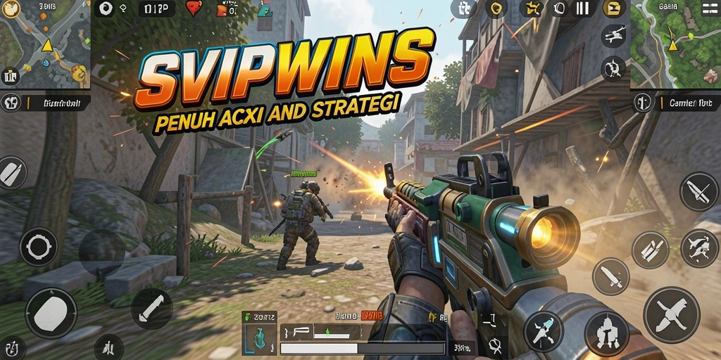 Tangkapan layar gameplay SVIPWINS menampilkan aksi pertempuran yang seru.